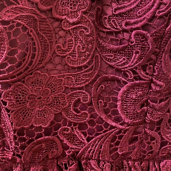 Lace Cocktail Fit and Flare- Illusion Neckline - Picture 5 of 7